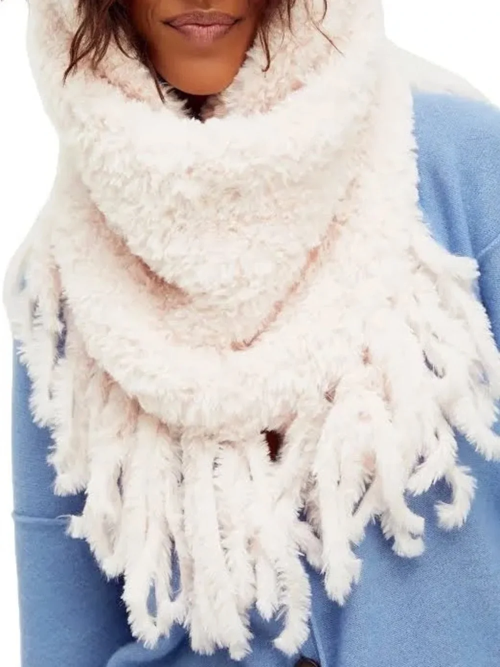 Free People Cascade Fringe Cowl Neck Scarf (OS) in Quartz NWT